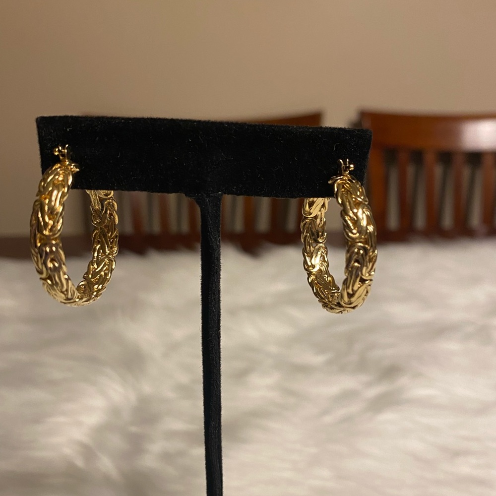 HSN Technibond Byzantine Hoop Earrings, 18k Gold over Sterling Silver 925